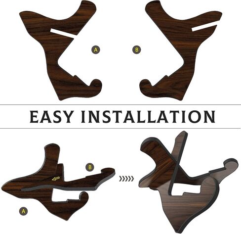 LALAOKS 1Pair Guitar Stand Wooden Guitar Stand Portable Folding Instrument Holder for Acoustic Classic Electric Bass Guitar Black walnut in Kuwait