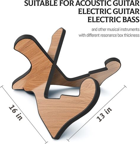 LALAOKS 1Pair Guitar Stand Wooden Guitar Stand Portable Folding Instrument Holder for Acoustic Classic Electric Bass Guitar Black walnut in Kuwait
