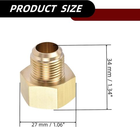 Brass Pipe Fitting，3/8 Inch Female x 1/4 Inch Male Flare Connector，SAE Brass Tube Adapter for Air Conditioner Gas Line Refrigeration HVAC，2 Pcs in Kuwait