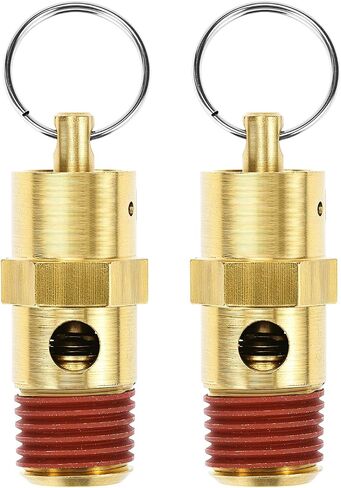 QWORK Brass Pressure Relief Valve (2 Pack) - 1/4 Inch NPT Threaded, 150 PSI Rating, Air Compressor Check Valve with Seal Thread Locks in Saudi Arabia