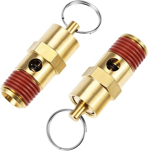 QWORK Brass Pressure Relief Valve (2 Pack) - 1/4 Inch NPT Threaded, 150 PSI Rating, Air Compressor Check Valve with Seal Thread Locks in Saudi Arabia