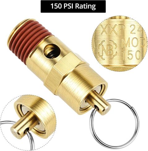 QWORK Brass Pressure Relief Valve (2 Pack) - 1/4 Inch NPT Threaded, 150 PSI Rating, Air Compressor Check Valve with Seal Thread Locks in Saudi Arabia