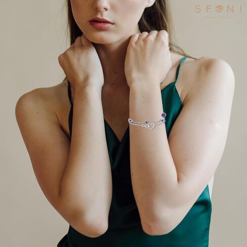 Infinity Bracelet for Women, Silver Cubic Zirconia Bracelets Adjustable Layered Bracelets Forever Love Jewelry Gifts for Her Mom Wife Girlfriend Birthday Anniversary Wedding Bride Friend in Kuwait