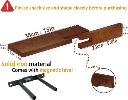 Unique Floating Shelves, Modern Reversible Wall Shelves, Minimalist Wall Mount Hardwood Shelves, Picture Ledge & Frame Display for Bedroom, Living Room, Bathroom, Kitchen, 4.5D x 16.5W Inch in Saudi Arabia