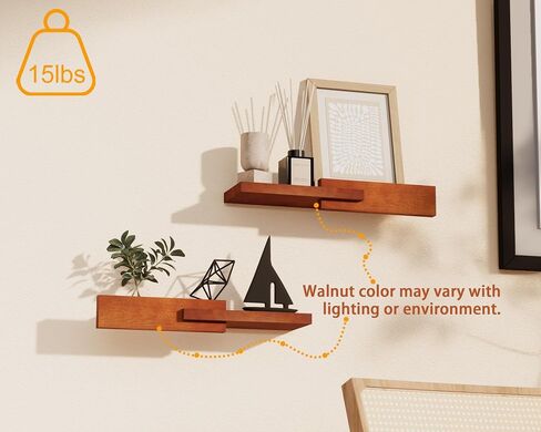 Unique Floating Shelves, Modern Reversible Wall Shelves, Minimalist Wall Mount Hardwood Shelves, Picture Ledge & Frame Display for Bedroom, Living Room, Bathroom, Kitchen, 4.5D x 16.5W Inch in Saudi Arabia