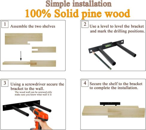 Unique Floating Shelves, Modern Reversible Wall Shelves, Minimalist Wall Mount Hardwood Shelves, Picture Ledge & Frame Display for Bedroom, Living Room, Bathroom, Kitchen, 4.5D x 16.5W Inch in Kuwait