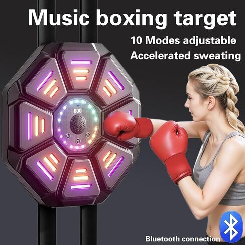 2025 آلة ملاكمة للموسيقى مع قفازات الملاكمة ، آلة اللكم الموسيقية مع مصابيح LED و Bluetooth ، 8 أهداف مع 10 أوضاع و 9 سرعات ، تعقب العدد لكمة ، ملائمة مثبتة على الحائط للبالغين والأطفال in Kuwait