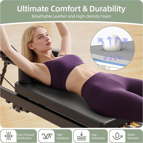 Pilates Reformer, Foldable Reformer Pilates Machine with Dual Resistance - Springs and Cord, Pilates Machine for Advanced and Beginners Users, Up to 300 lbs Weight Capacity, Black in Saudi Arabia