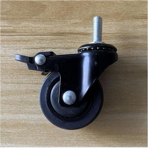 Mini Swivel Caster Wheels,1inch Threaded Stem Casters,Stem M6x15mm,Ball Bearing Silent TPE Rubber Caster Wheels,with Brake and Screws for Furniture Trolley and Shelves,Set of 4 in Saudi Arabia
