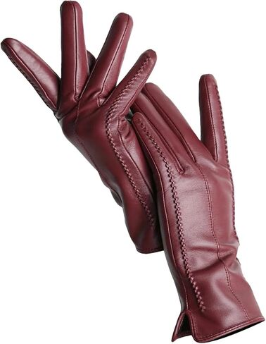 Women's Sheepskin Leather Gloves Winter Warm Short Fleece Lined Mittens Touchscreen Driving Gloves Soft Cozy Fit in Saudi Arabia
