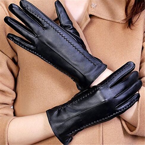 Women's Sheepskin Leather Gloves Winter Warm Short Fleece Lined Mittens Touchscreen Driving Gloves Soft Cozy Fit in Saudi Arabia