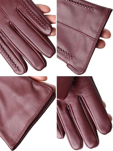 Women's Sheepskin Leather Gloves Winter Warm Short Fleece Lined Mittens Touchscreen Driving Gloves Soft Cozy Fit in Saudi Arabia