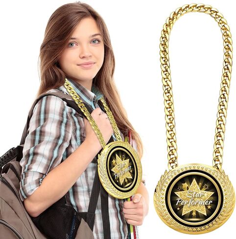 جائزة Tondiamo Star Performer Medals 6 "Big Gold Big Bertovers Medal Chain Necklace Trophy Necklace for College Student High School Compension in Saudi Arabia