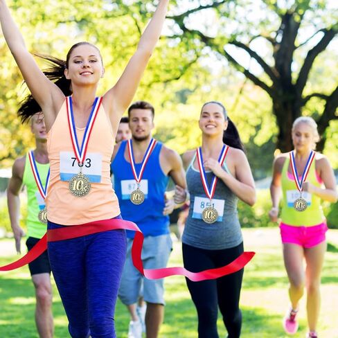REMOULY 30/100 PCS 5K RACE MEDALS Bulk 2 '' Gold Trophy Award 5K Running Trophy Medal Award المركز الأول مع هدية جائزة أشرطة الرقبة لبطولات المشي في سباق المباراة الرياضية. in Saudi Arabia