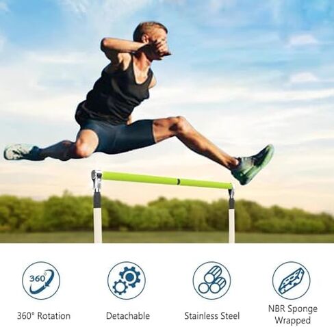 Hurdles for Agility Training, Soccer Agility Training Equipment, 5 Height Adjustable Obstacles, 360° Rotatable, Stainless Steel Material, for Outdoor Workout(Red,L) in Saudi Arabia