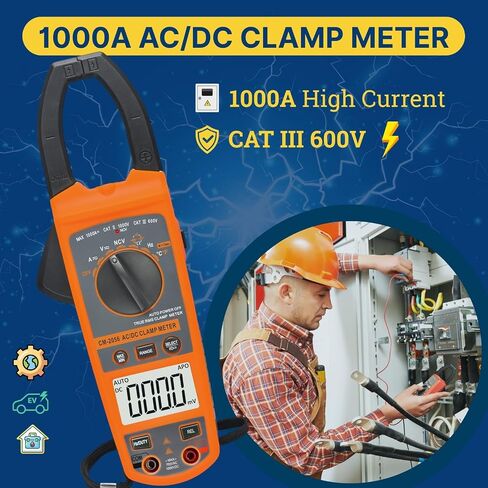 Meter Digital Clamp Meter Voltage 1000a AC/DC AMP Voltmeter ، TRMS تلقائيًا مع LCD و NCV الخلفية ؛ يقيس الحالية ، درجة الحرارة ، دورة العمل ، السعة ، التردد in Saudi Arabia