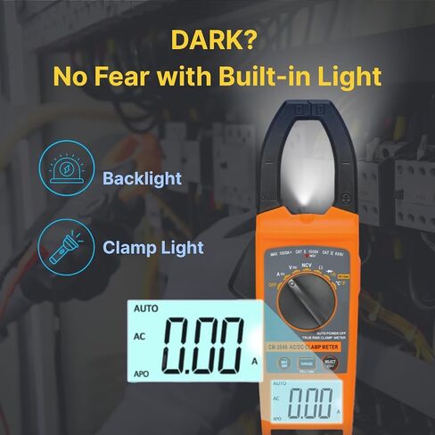 Meter Digital Clamp Meter Voltage 1000a AC/DC AMP Voltmeter ، TRMS تلقائيًا مع LCD و NCV الخلفية ؛ يقيس الحالية ، درجة الحرارة ، دورة العمل ، السعة ، التردد in Saudi Arabia