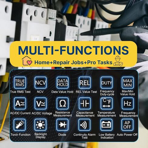 Meter Digital Clamp Meter Voltage 1000a AC/DC AMP Voltmeter ، TRMS تلقائيًا مع LCD و NCV الخلفية ؛ يقيس الحالية ، درجة الحرارة ، دورة العمل ، السعة ، التردد in Saudi Arabia