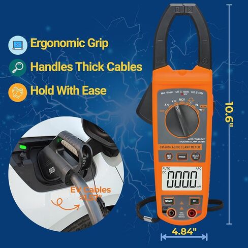 Meter Digital Clamp Meter Voltage 1000a AC/DC AMP Voltmeter ، TRMS تلقائيًا مع LCD و NCV الخلفية ؛ يقيس الحالية ، درجة الحرارة ، دورة العمل ، السعة ، التردد in Saudi Arabia