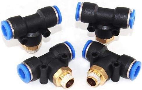 Pneumatic Connection Male Branch Thread Tee Type Quick Connect Fitting Plastic Air Hose Connectors 10Pcs(PB8-04) in Saudi Arabia