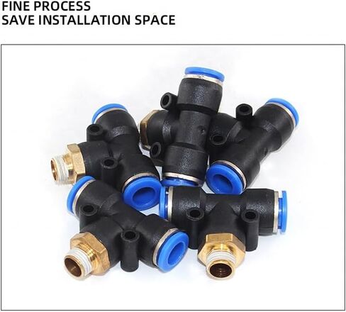 Pneumatic Connection Male Branch Thread Tee Type Quick Connect Fitting Plastic Air Hose Connectors 10Pcs(PB8-04) in Saudi Arabia