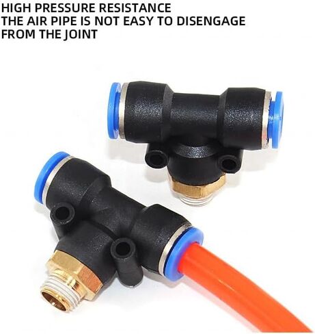 Pneumatic Connection Male Branch Thread Tee Type Quick Connect Fitting Plastic Air Hose Connectors 10Pcs(PB8-04) in Saudi Arabia