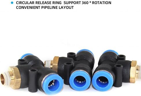 Pneumatic Connection Male Branch Thread Tee Type Quick Connect Fitting Plastic Air Hose Connectors 10Pcs(PB8-04) in Saudi Arabia