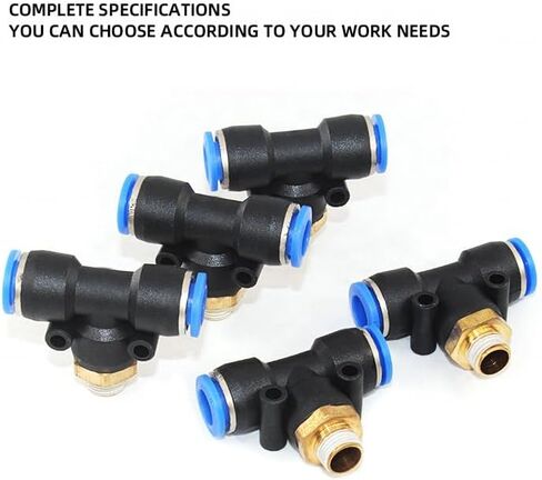 Pneumatic Connection Male Branch Thread Tee Type Quick Connect Fitting Plastic Air Hose Connectors 10Pcs(PB8-04) in Saudi Arabia