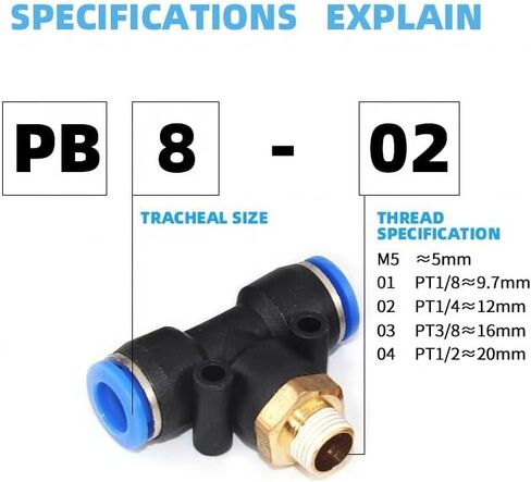Pneumatic Connection Male Branch Thread Tee Type Quick Connect Fitting Plastic Air Hose Connectors 10Pcs(PB8-04) in Saudi Arabia