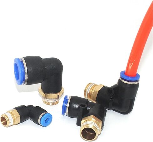 خرطوم الهواء 4 ملم 6/8/10/12 لتر لزاوية اليمنى من الزاوية اليمنى دفع كوع في الاتصال الهوائي النحاس البلاستيكي 10pcs (PL6-03) in Kuwait