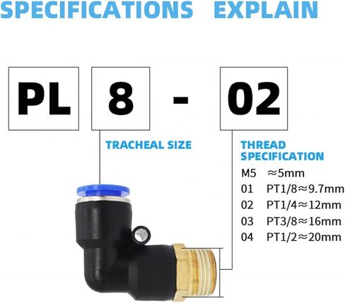 خرطوم الهواء 4 ملم 6/8/10/12 لتر لزاوية اليمنى من الزاوية اليمنى دفع كوع في الاتصال الهوائي النحاس البلاستيكي 10pcs (PL6-03) in Kuwait