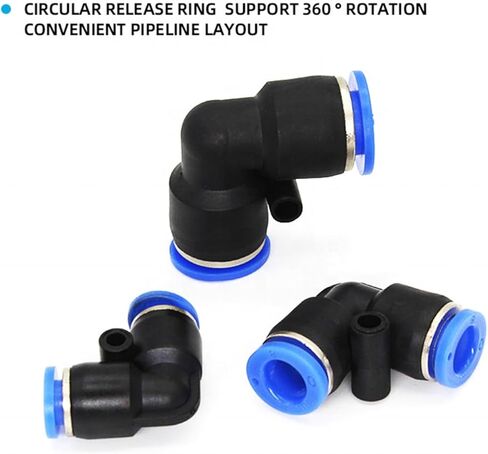 L-type Angle Elbow Air Pipe Connectors Plastic Push In Quick Connector Quick Connection Pneumatic Connection 10Pcs(PV14) in Kuwait