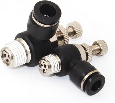 Compact Speed Control Joint Push To Connector Pneumatic Air Hose Fitting Pneumatic Quick Coupling 2Pcs(JSC6-M5) in Saudi Arabia