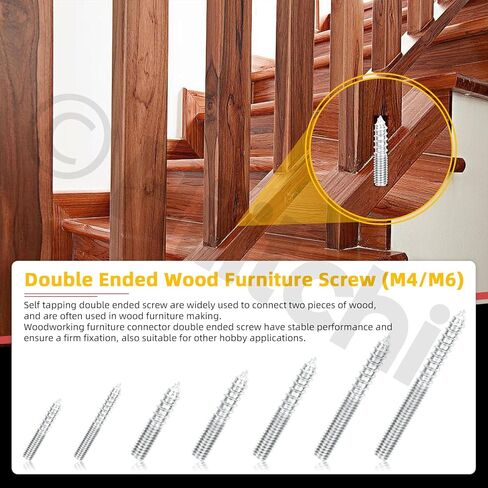 Hilitchi 120pcs 7Sizes M4 M6 براغي شماعات مزدوجة برأس الخشب سذر المسمار المسمار المسمار البراغي المسمار مزدوج قضبان ملولبة الترباس ملون طلاء البراغي الطلاء للأثاث للأثاث in Kuwait