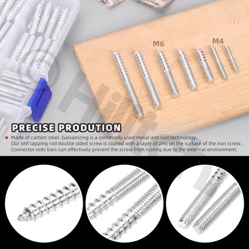 Hilitchi 120pcs 7Sizes M4 M6 براغي شماعات مزدوجة برأس الخشب سذر المسمار المسمار المسمار البراغي المسمار مزدوج قضبان ملولبة الترباس ملون طلاء البراغي الطلاء للأثاث للأثاث in Kuwait