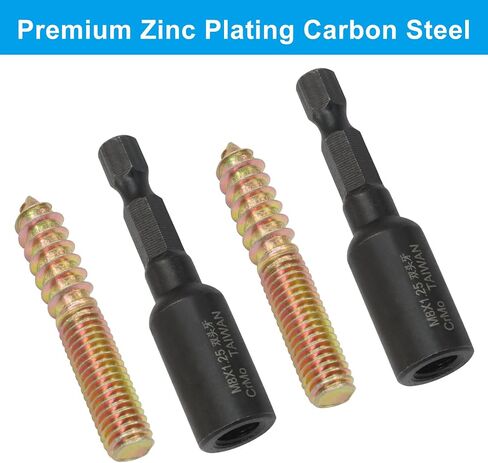20 Pcs M8 x 50mm Hanger Bolts, Double Head Screws Self Drilling Wood Dowel Screws with Hanger Bolt Driver, Carbon Steel Fasteners for Stairs, Furniture, and DIY Projects in Saudi Arabia