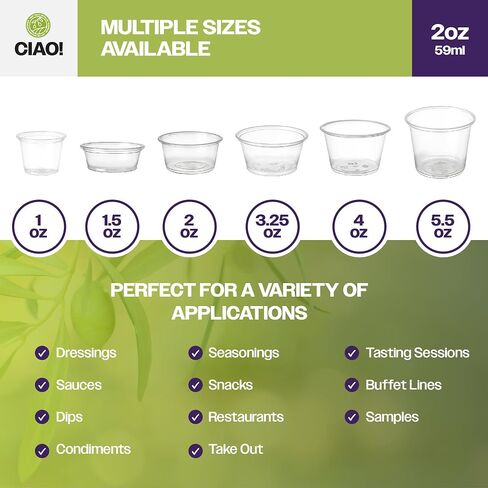 CIAO! 2OZ PP Clear Portion Cup, Lids Sold Separately (Case of 2,500) in Saudi Arabia