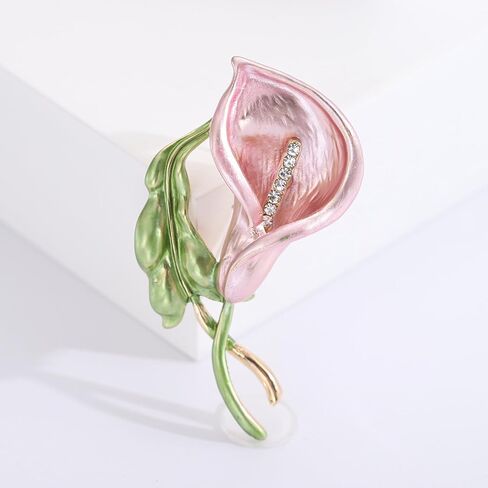 Mother's Day Gift Calla Lily Brooch Rhinestone Crystal Flower Brooches Calla Lily Lapel Pins for Women Elegant Dress Accessories in Kuwait