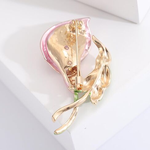 Mother's Day Gift Calla Lily Brooch Rhinestone Crystal Flower Brooches Calla Lily Lapel Pins for Women Elegant Dress Accessories in Kuwait