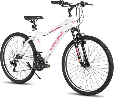 HILAND 26 Inch Womens and Mens Mountain Bike, 21 Speed Steel Frame Adult Bicycle, MTB Bikes with Suspension Fork, Purple Green White in Saudi Arabia
