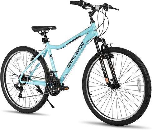 HILAND 26 Inch Womens and Mens Mountain Bike, 21 Speed Steel Frame Adult Bicycle, MTB Bikes with Suspension Fork, Purple Green White in Saudi Arabia