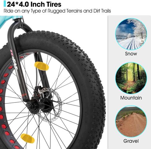هيلاند 24 26 بوصة الدراجة الجبلية الإطارات الدهنية للرجال والنساء ، شاطئ عالي الكربون من الصلب والثلوج عريض الإطارات الدراجات البال in Kuwait