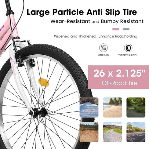 Girls Womens 24/26 Inch Mountain Bike, 21 Speed Summer Travel Gifts Bicycles, Female V-Brake Outdoor Cycling Commuting City Bike to School Work in Saudi Arabia