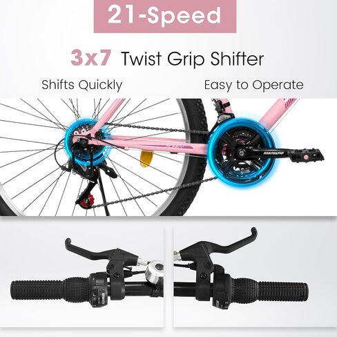 Girls Womens 24/26 Inch Mountain Bike, 21 Speed Summer Travel Gifts Bicycles, Female V-Brake Outdoor Cycling Commuting City Bike to School Work in Saudi Arabia