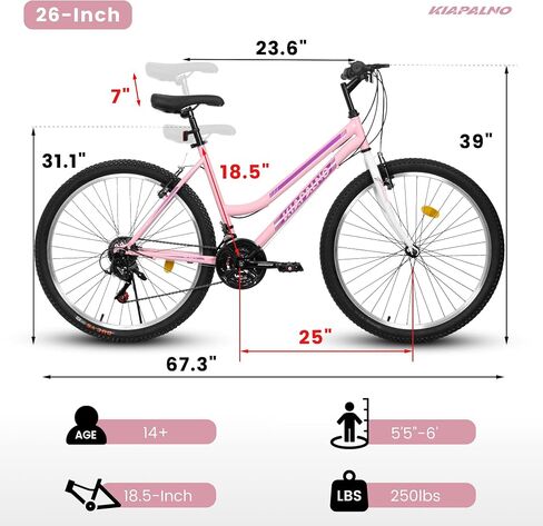 Girls Womens 24/26 Inch Mountain Bike, 21 Speed Summer Travel Gifts Bicycles, Female V-Brake Outdoor Cycling Commuting City Bike to School Work in Saudi Arabia