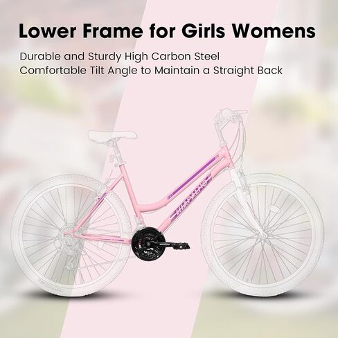 Girls Womens 24/26 Inch Mountain Bike, 21 Speed Summer Travel Gifts Bicycles, Female V-Brake Outdoor Cycling Commuting City Bike to School Work in Saudi Arabia