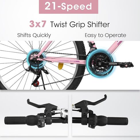 Girls Womens 24/26 Inch Mountain Bike, 21 Speed Summer Travel Gifts Bicycles, Female V-Brake Outdoor Cycling Commuting City Bike to School Work in Kuwait