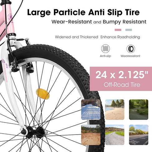 Girls Womens 24/26 Inch Mountain Bike, 21 Speed Summer Travel Gifts Bicycles, Female V-Brake Outdoor Cycling Commuting City Bike to School Work in Kuwait