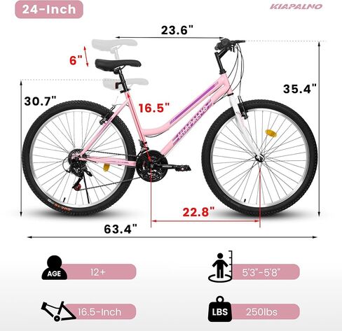 Girls Womens 24/26 Inch Mountain Bike, 21 Speed Summer Travel Gifts Bicycles, Female V-Brake Outdoor Cycling Commuting City Bike to School Work in Kuwait