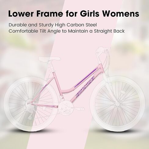 Girls Womens 24/26 Inch Mountain Bike, 21 Speed Summer Travel Gifts Bicycles, Female V-Brake Outdoor Cycling Commuting City Bike to School Work in Kuwait